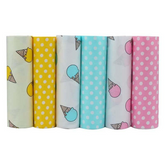 CraftsFabrics Lot de 6 tissus sergés à pois 40 x 50 cm Crème glacée 100 % coton Idéal pour le quilting, le scrapbooking et le patchwork pour enfants